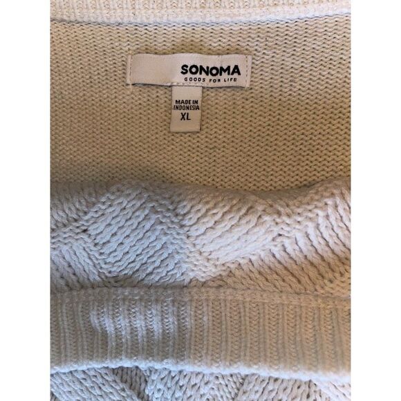 Sonoma Womens cream Lattice Knit Soft Long Sleeve Warm Winter Sweater XL - Picture 3 of 12